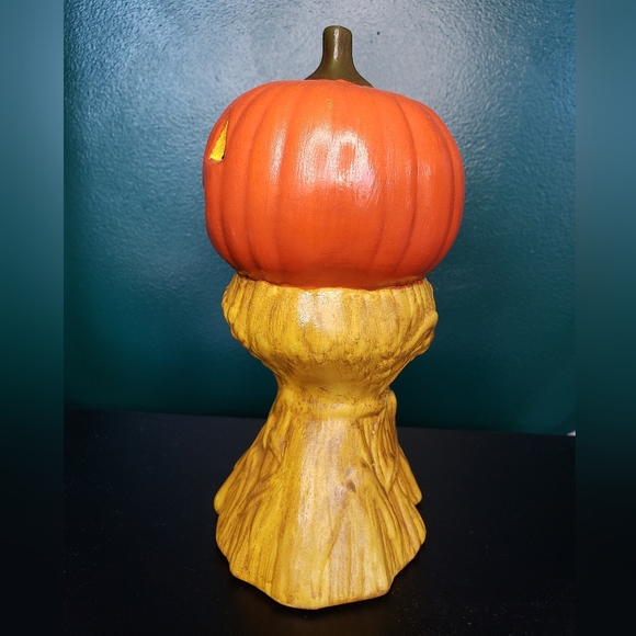 Vintage Halloween - Handmade Ceramic Pumpkin Haystack Figure 1970s mold - Picture 5 of 9